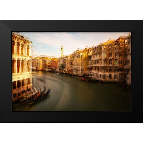 Venezia # 4 Black Modern Wood Framed Art Print by Della Latta, Massimo