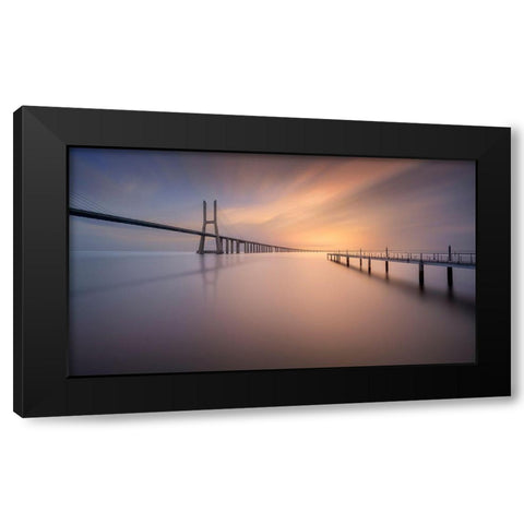 Pastel Bridge Black Modern Wood Framed Art Print by Ruiz Dueso, Jorge
