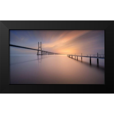 Pastel Bridge Black Modern Wood Framed Art Print by Ruiz Dueso, Jorge