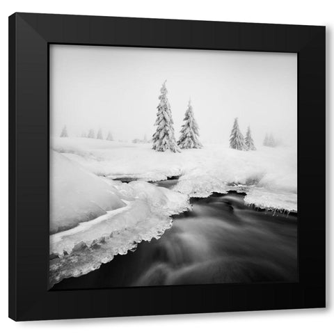 Ice Creek... Black Modern Wood Framed Art Print with Double Matting by Rericha, Daniel