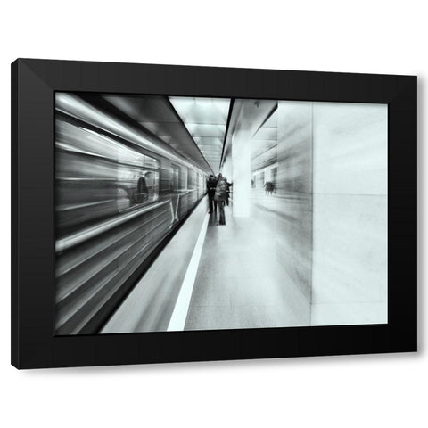 Moscow Metro - Sketch Black Modern Wood Framed Art Print by Makunin, Maxim