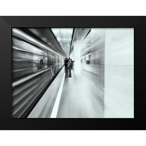 Moscow Metro - Sketch Black Modern Wood Framed Art Print by Makunin, Maxim