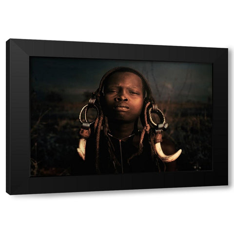 Child Mursi 4 Black Modern Wood Framed Art Print by Yosifov, Svetlin