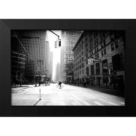 Manhattan - Street Photography Black Modern Wood Framed Art Print by Froyda, Martin