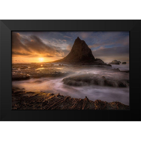 Sunset At Martins Beach After A Winter Storm Black Modern Wood Framed Art Print by Howard Liu, Hao