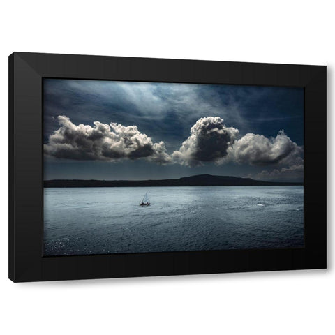 Sailing On The Blue Ocean Black Modern Wood Framed Art Print by Gunawan, Rudi