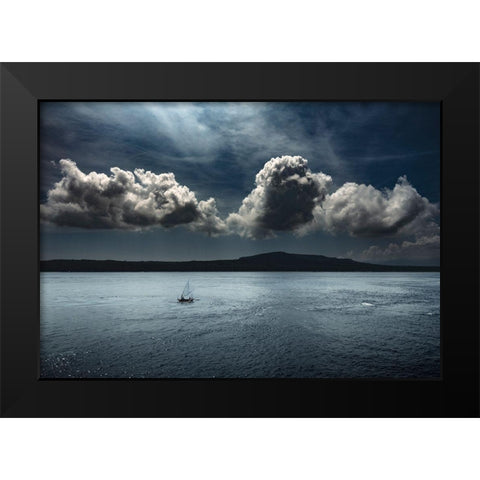 Sailing On The Blue Ocean Black Modern Wood Framed Art Print by Gunawan, Rudi