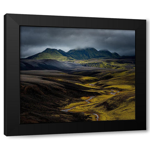 Iceland Highlands Black Modern Wood Framed Art Print by Olsson, Ronny