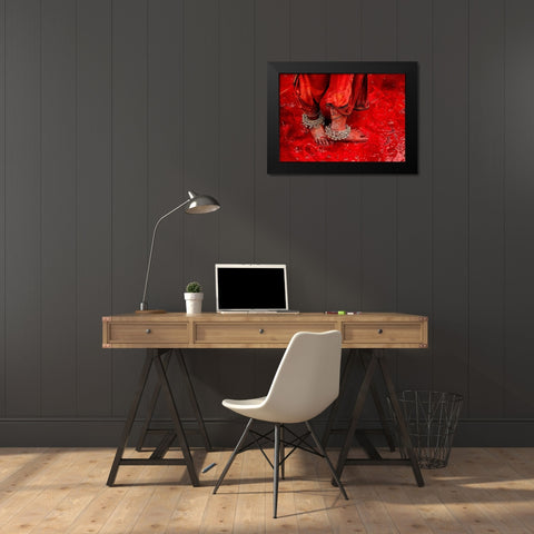 Festive Feet Black Modern Wood Framed Art Print by Oberai, Jassi