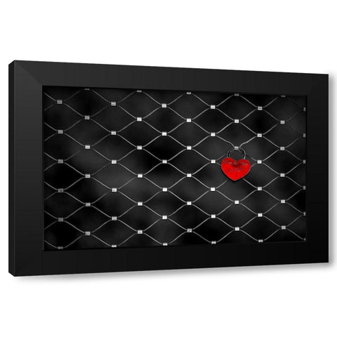 Love Lock Black Modern Wood Framed Art Print with Double Matting by Khan, Raju
