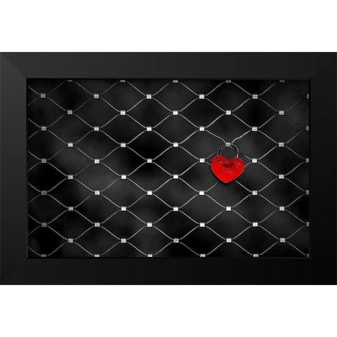 Love Lock Black Modern Wood Framed Art Print by Khan, Raju