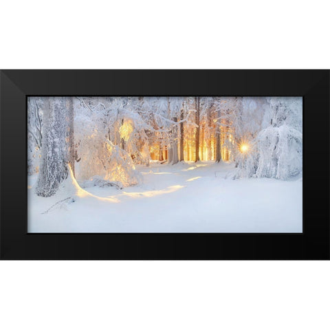 Bright Spots Black Modern Wood Framed Art Print by Jochen, Burger