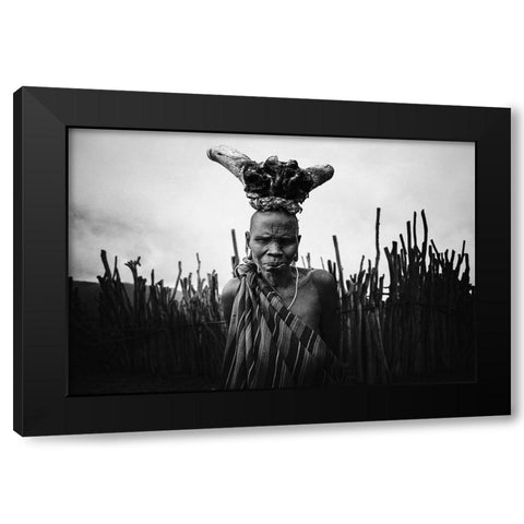 Mursi Baba Black Modern Wood Framed Art Print by Yosifov, Svetlin
