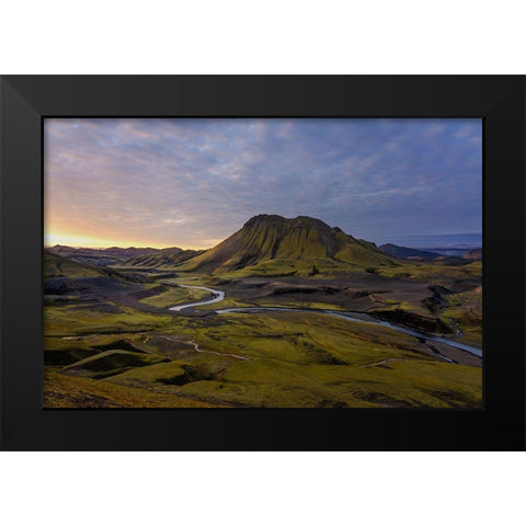 Iceland Highlands Black Modern Wood Framed Art Print by Olsson, Ronny