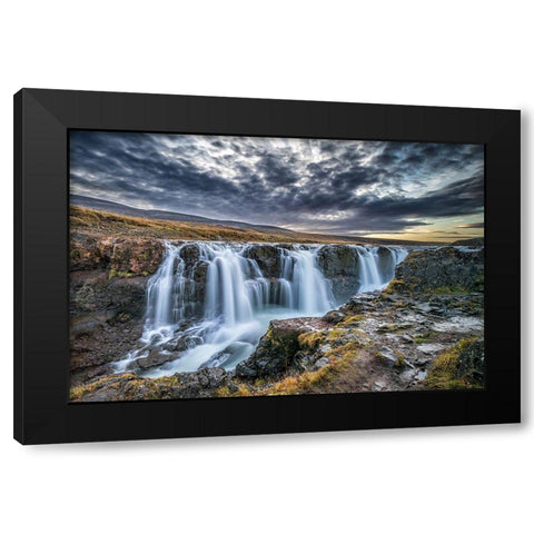 Unknown Falls In Iceland Black Modern Wood Framed Art Print by C. Sink, Jeffrey