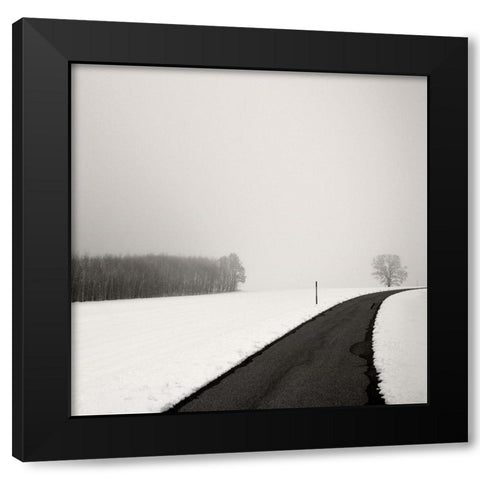 Curve In Snow Black Modern Wood Framed Art Print by Weisbek, Lena
