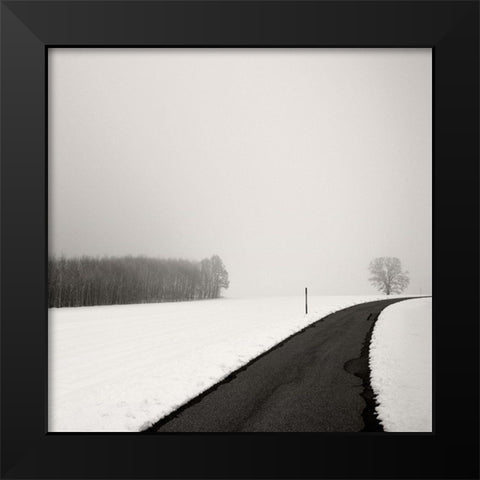 Curve In Snow Black Modern Wood Framed Art Print by Weisbek, Lena