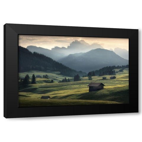 Seiser Alm Black Modern Wood Framed Art Print with Double Matting by Nowak, Zbyszek