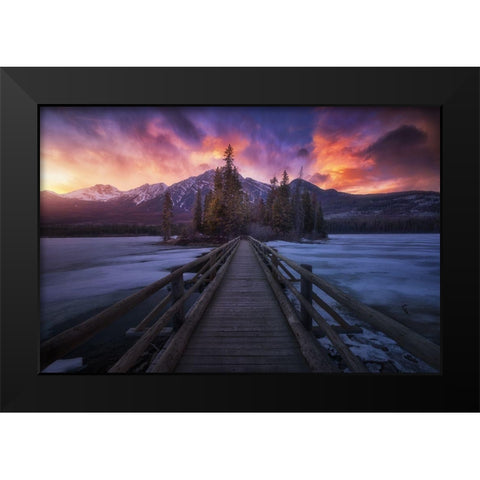 Pyramid Lake Black Modern Wood Framed Art Print by F. Turienzo, Carlos