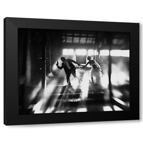 Runaway Bride Black Modern Wood Framed Art Print by Kisworo, Sebastian