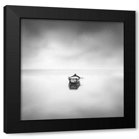 Lonely Boat Black Modern Wood Framed Art Print with Double Matting by Digalakis, George