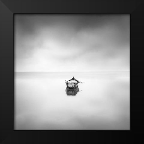 Lonely Boat Black Modern Wood Framed Art Print by Digalakis, George