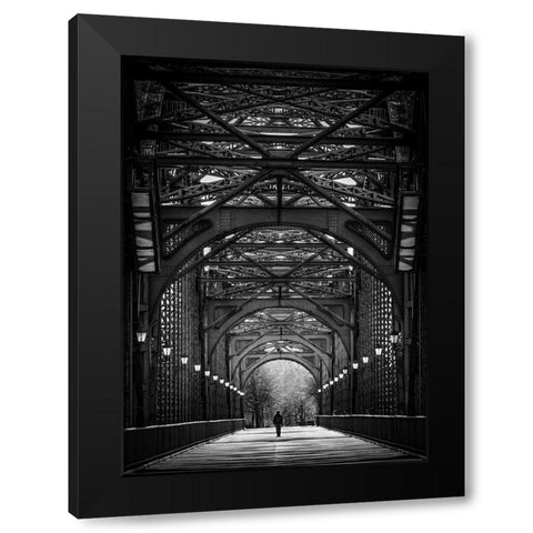 Steel Walk Black Modern Wood Framed Art Print with Double Matting by Sander, Knut