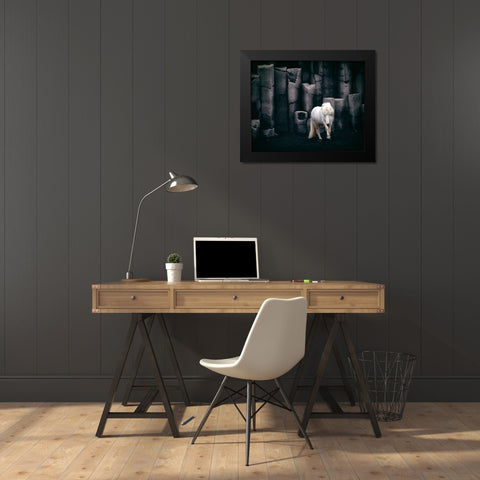 Icelandic Horse Black Modern Wood Framed Art Print by Kort, Bragi