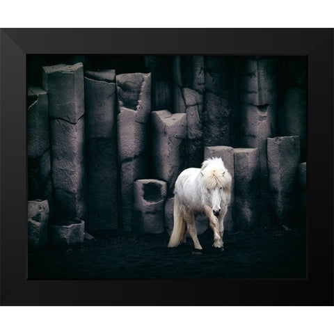 Icelandic Horse Black Modern Wood Framed Art Print by Kort, Bragi