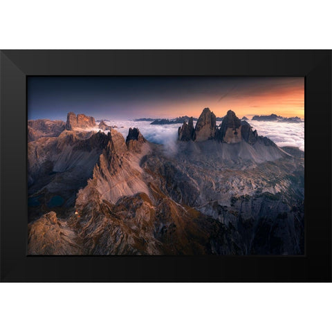 Tre Cime Di Lavaredo Black Modern Wood Framed Art Print by Nienartowicz, Karol
