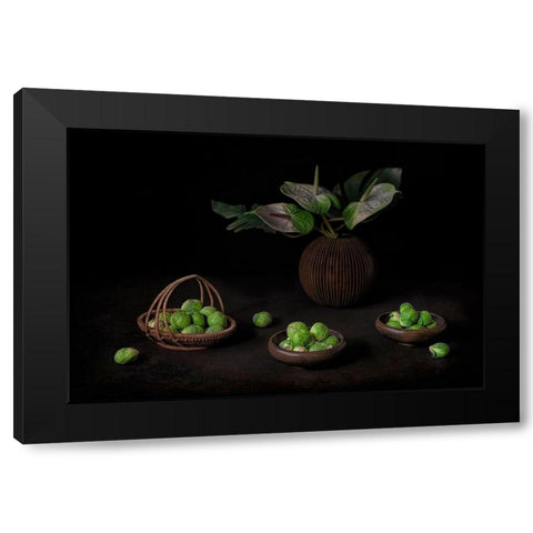 Still Life With Brussel Sprouts Black Modern Wood Framed Art Print by Jacobs, Lydia