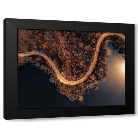 Winding Roads Black Modern Wood Framed Art Print by Chiriaco, Carmine