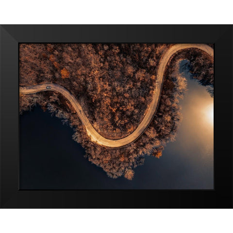 Winding Roads Black Modern Wood Framed Art Print by Chiriaco, Carmine