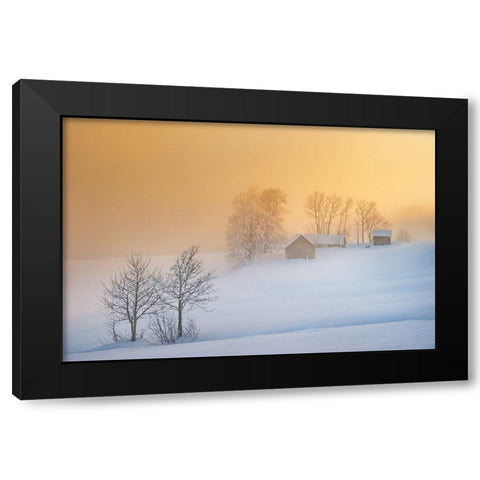 Small Village Black Modern Wood Framed Art Print with Double Matting by Jochen, Burger