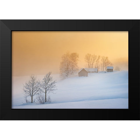 Small Village Black Modern Wood Framed Art Print by Jochen, Burger