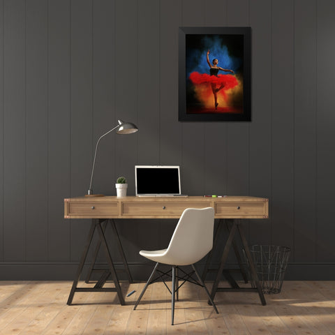 Color Dance Black Modern Wood Framed Art Print by Kisworo, Sebastian
