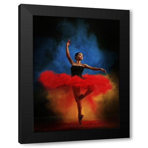 Color Dance Black Modern Wood Framed Art Print with Double Matting by Kisworo, Sebastian