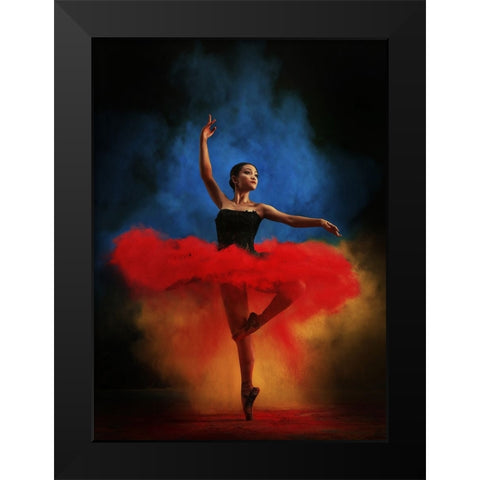 Color Dance Black Modern Wood Framed Art Print by Kisworo, Sebastian