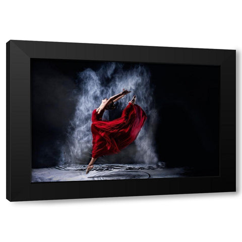 Red Dancing Black Modern Wood Framed Art Print with Double Matting by Kleiner, Petr