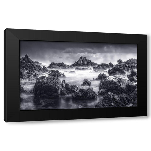 Rock Black Modern Wood Framed Art Print by Seo, Tiger