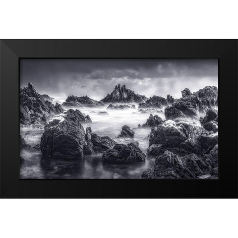 Rock Black Modern Wood Framed Art Print by Seo, Tiger