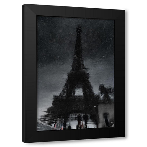Rain In Paris Black Modern Wood Framed Art Print by Weber, Roland