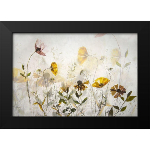 Flower Party Black Modern Wood Framed Art Print by Talen, Nel