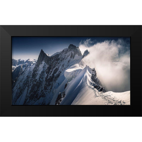 Walking On The Line Black Modern Wood Framed Art Print by Nienartowicz, Karol