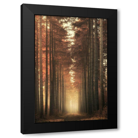 Light Burning Black Modern Wood Framed Art Print by Ye