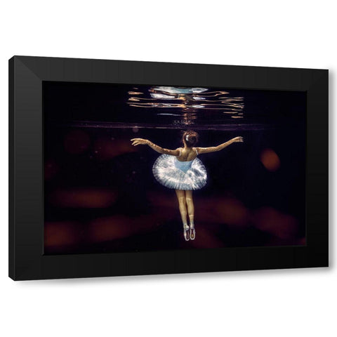 Underwater White Ballet Black Modern Wood Framed Art Print by Kleiner, Petr