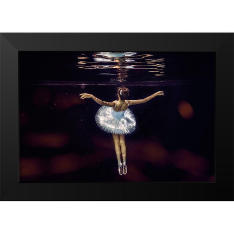 Underwater White Ballet Black Modern Wood Framed Art Print by Kleiner, Petr