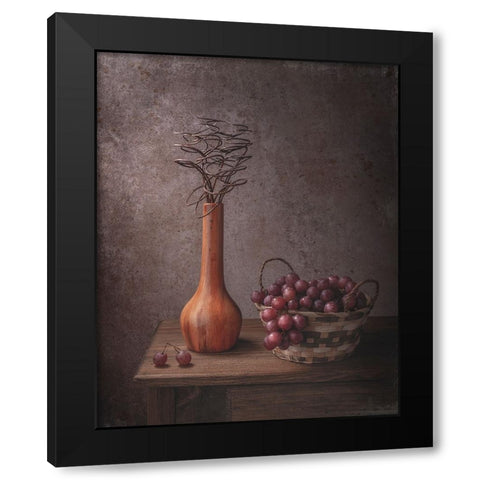 Grapes Black Modern Wood Framed Art Print with Double Matting by Perfoncio, Margareth