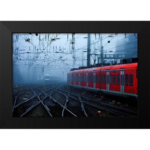 Railroads Black Modern Wood Framed Art Print by Buss, Alexander