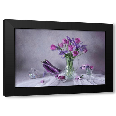 Violet Delight Black Modern Wood Framed Art Print by Jacobs, Lydia